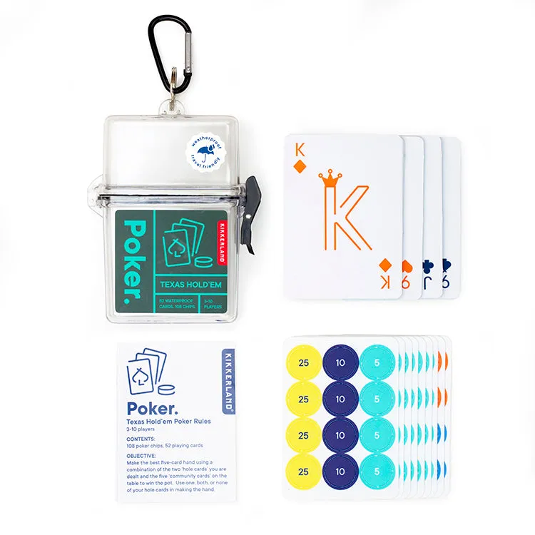 Kikkerland Home Poker Set wasserdicht mit Karabiner
