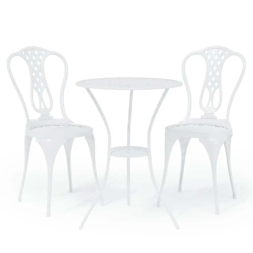 vidaXL Bistroset 3-TLG. Aluminiumguss Weiß Balkonset