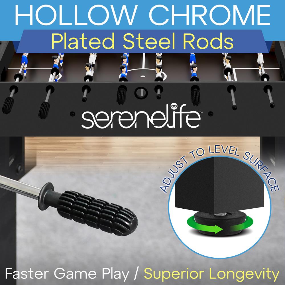 Serenelife Tischkicker 48 Zoll Schwarz Turnier Chromstangen