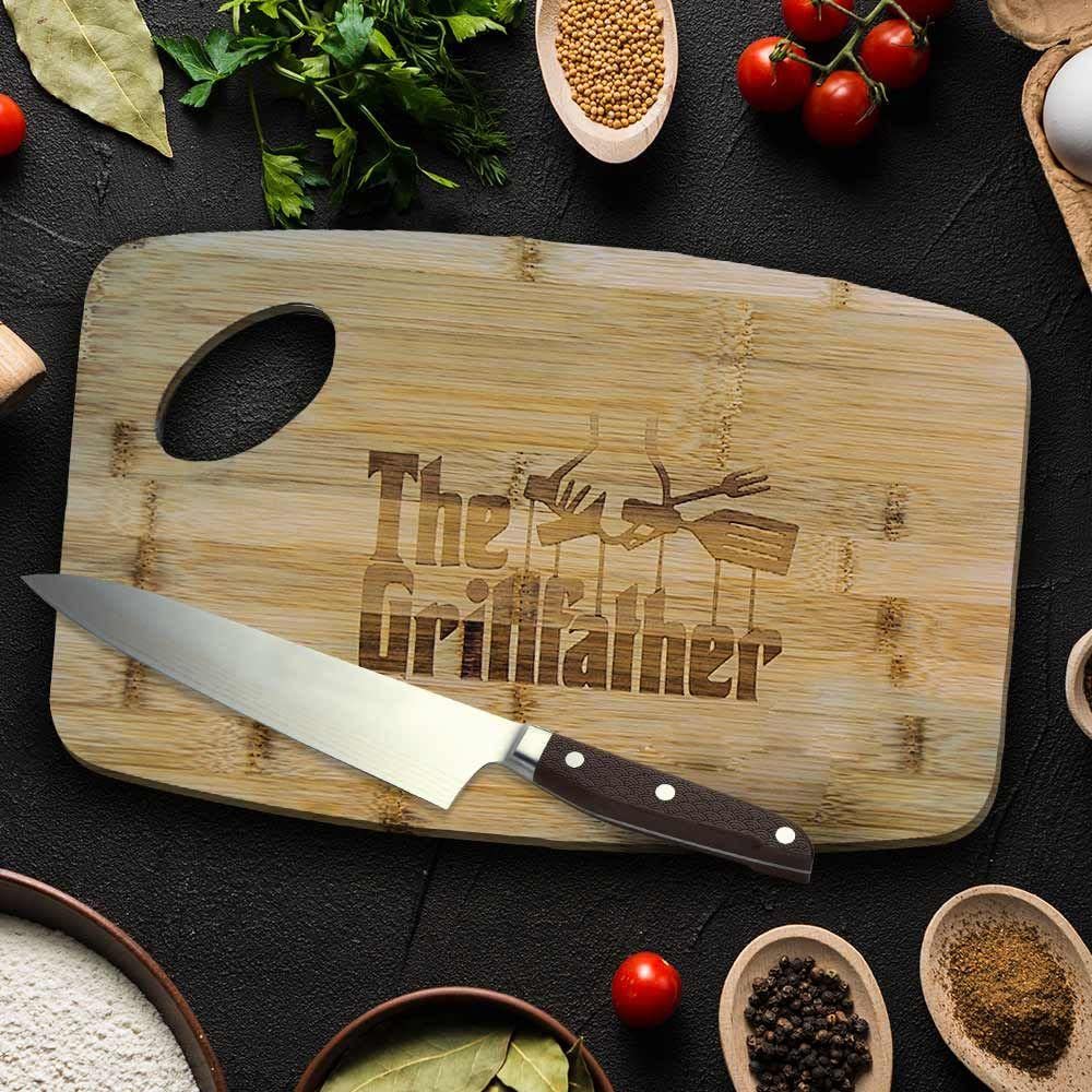 Mikamax Grillfather Schneidebrett Bambus 38x25 cm Gravur