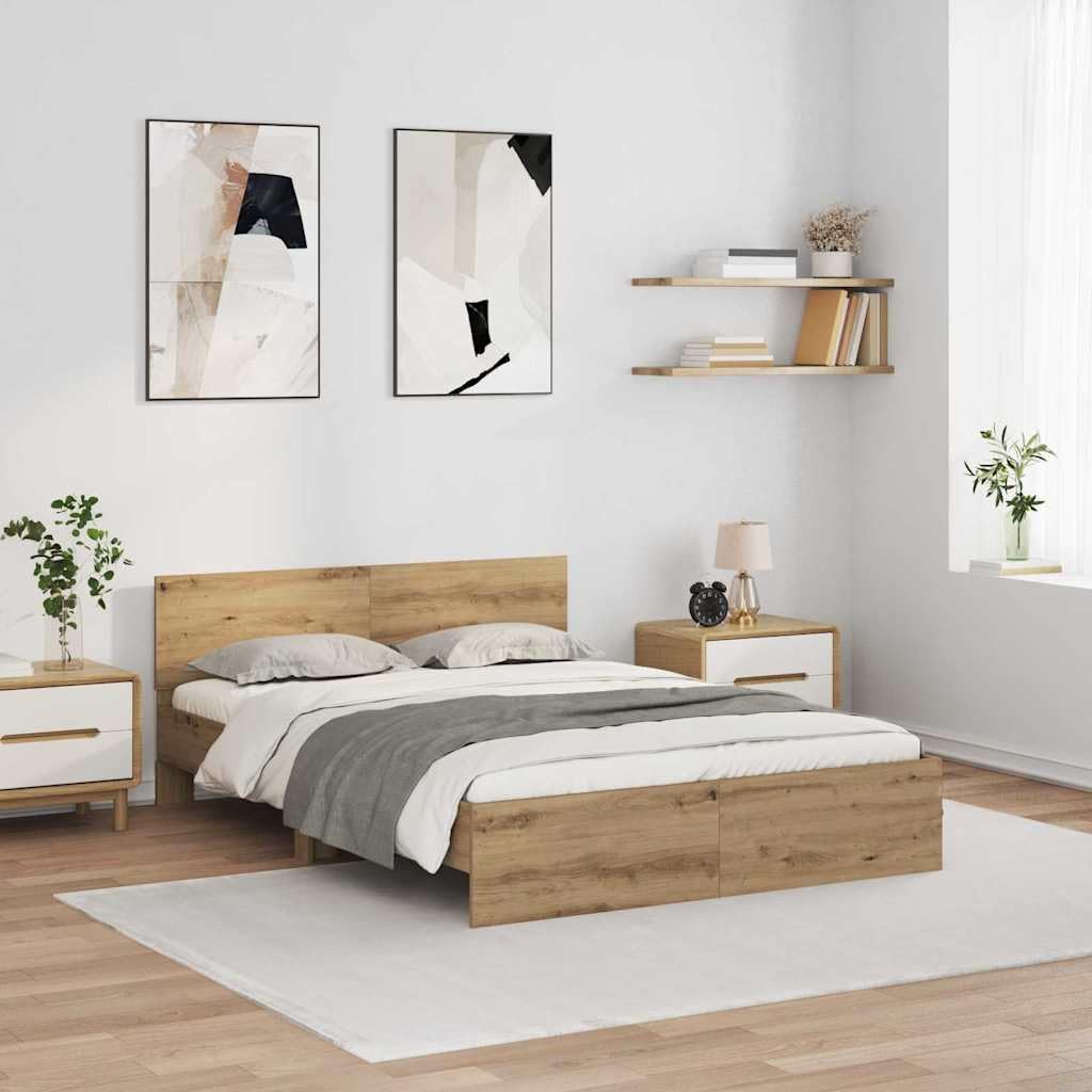 vidaXL Bettrahmen 160x200 Handwerkliche Eiche Holzwerkstoff