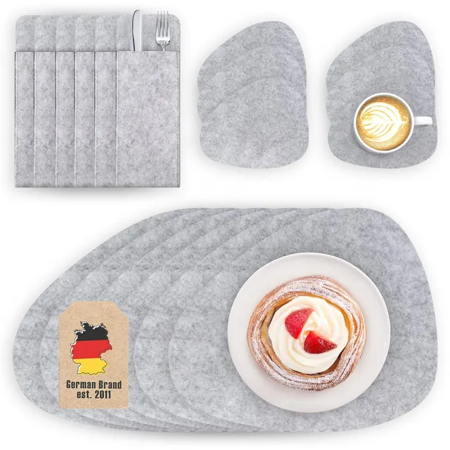 Intirilife Küche Filzunterleger-Set grau 18-teilig rutschfest