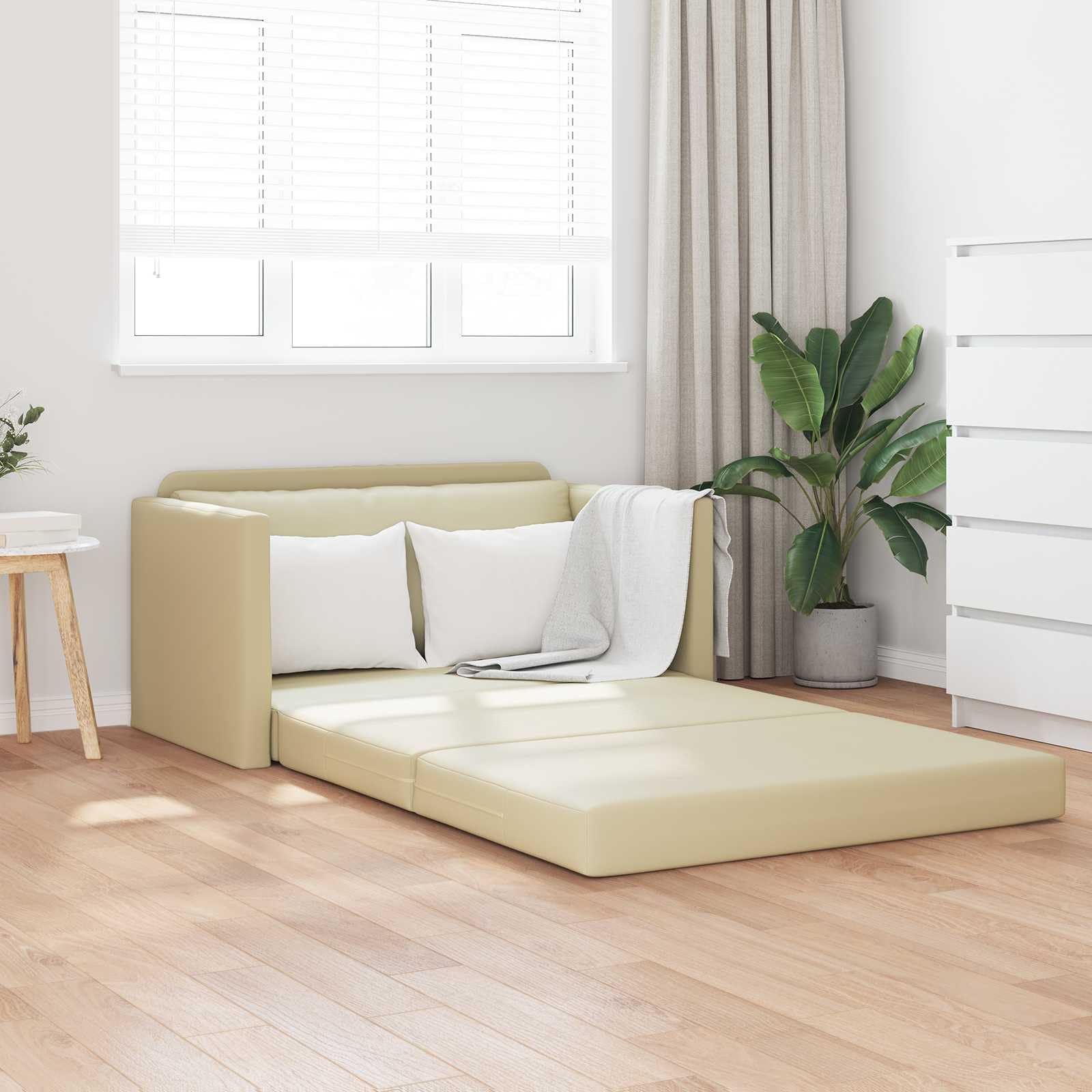 vidaXL Schlafsofa Creme 124x71x78 cm Sofabett Kunstleder