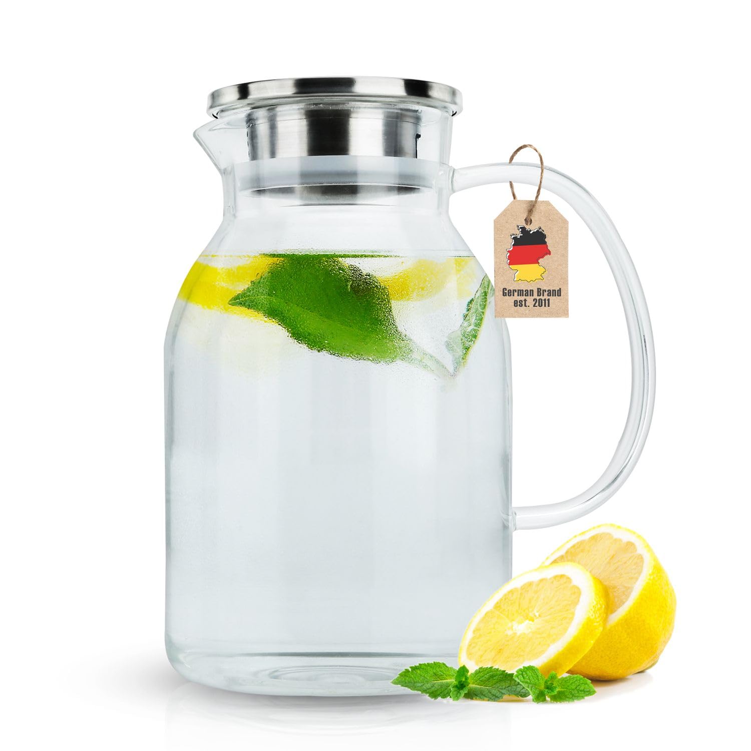 Intirilife Karaffe mit Filter 1,8l Glas klar