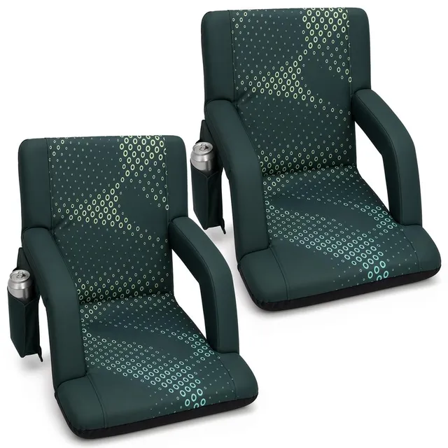 Serenelife Furniture Stadionstuhl 2er Set Grün 53 cm 6-fach neigbar