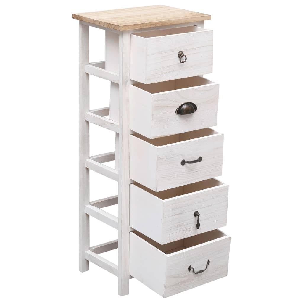 vidaXL Beistellschrank Kommode Paulownia-Holz 5 Schubladen 35x25x87cm