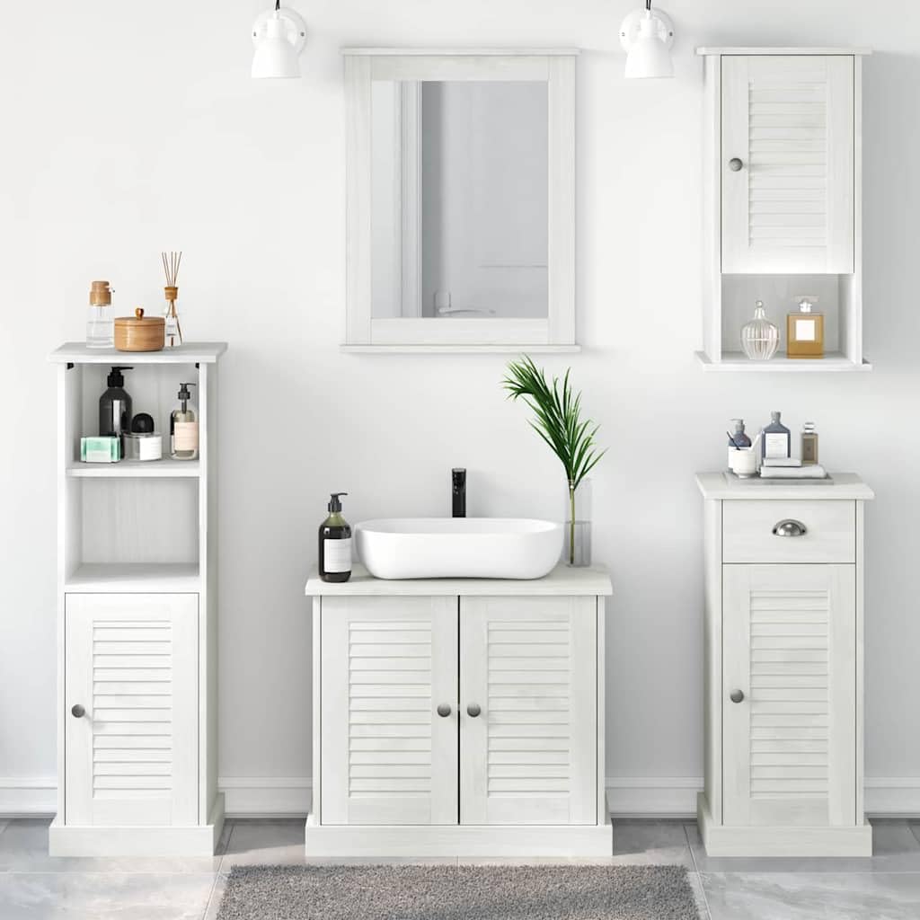 vidaXL Heim & Garten Badezimmermöbel-Set VIGO 5-tlg Antik Weiß Kiefer
