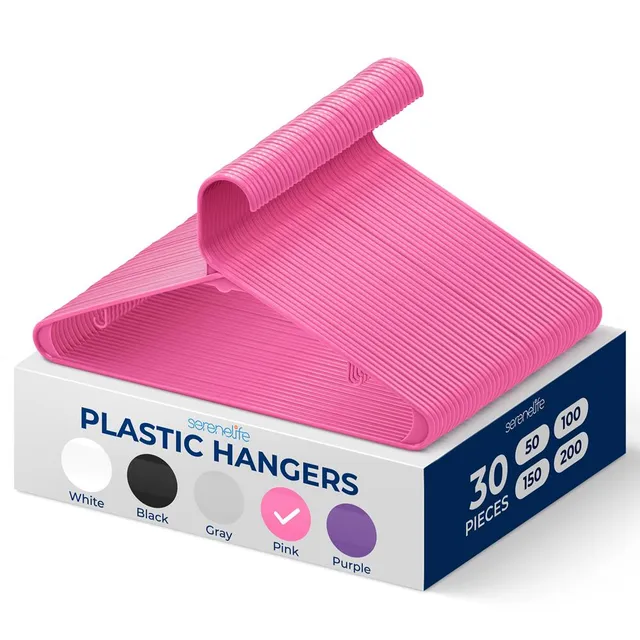 Serenelife Plastikbügel 30er Kleiderbügel pink rutschfest