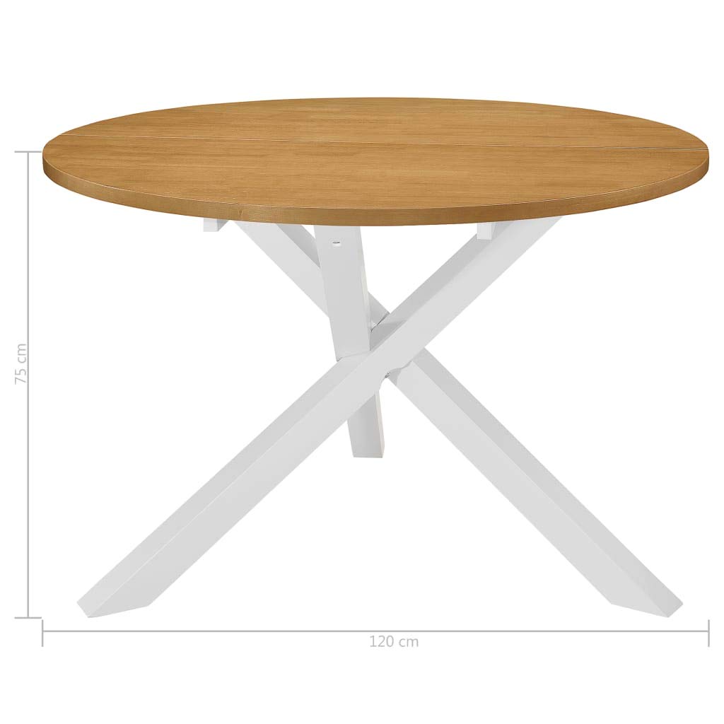 vidaXL Möbel Esstisch rund 120x75 cm Weiß Braun Holz