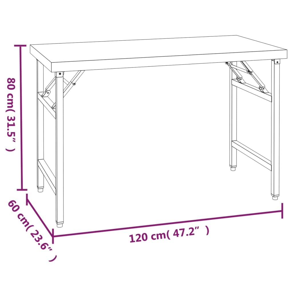 vidaXL Heim & Garten Küchen-Arbeitstisch 120x60x145 Edelstahl