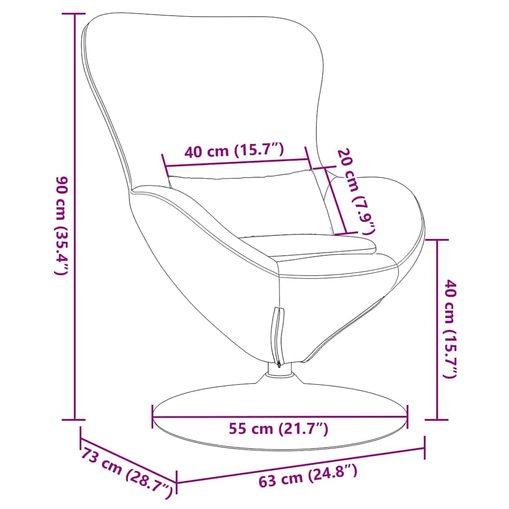 vidaXL Eiersessel Hellgrau 63x73x90 Dreh-Sessel Stoff