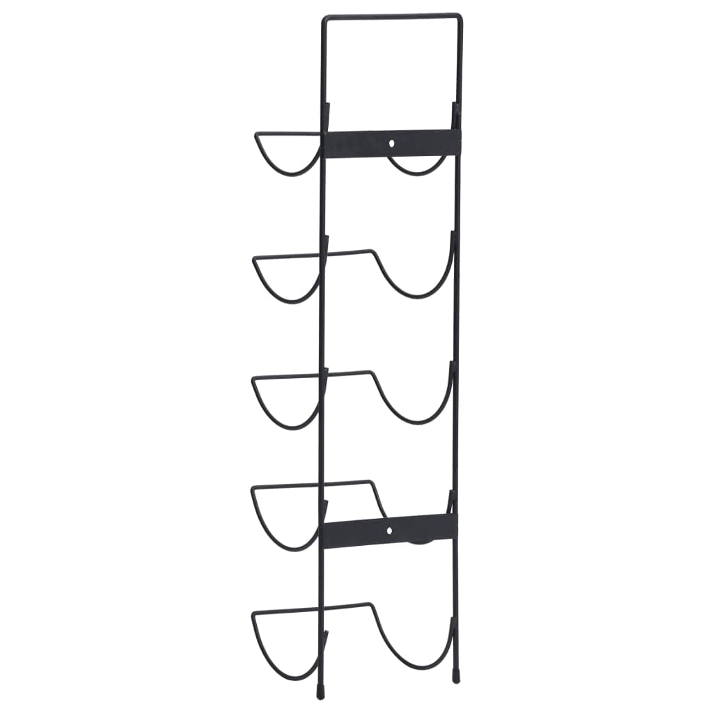 vidaXL Weinregal Wand 5 Flaschen Schwarz Eisen