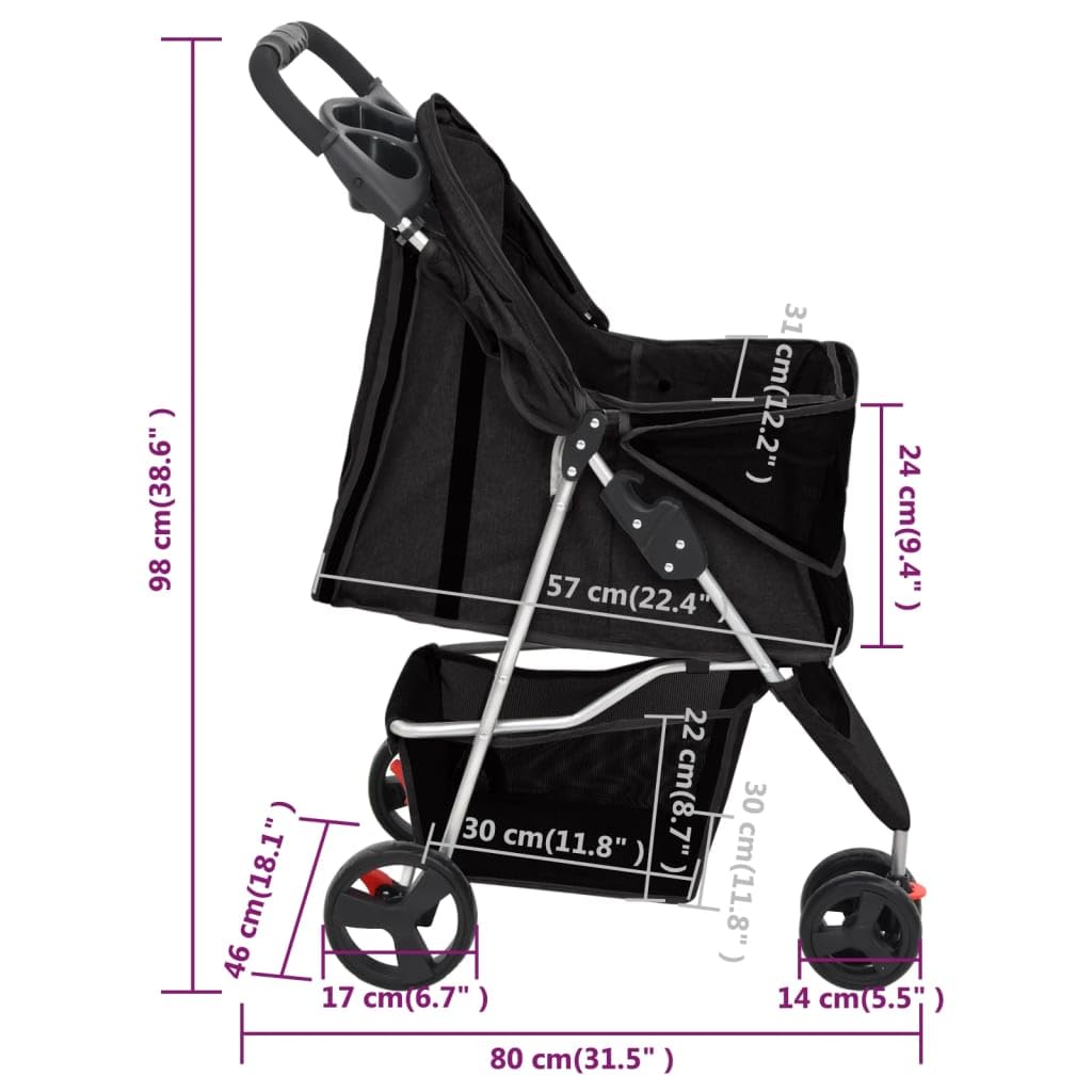 vidaXL Hundewagen Faltbar Schwarz Oxford Hundebuggy