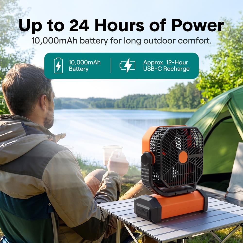 Serenelife Camping Ventilator Orange 10000mAh LED