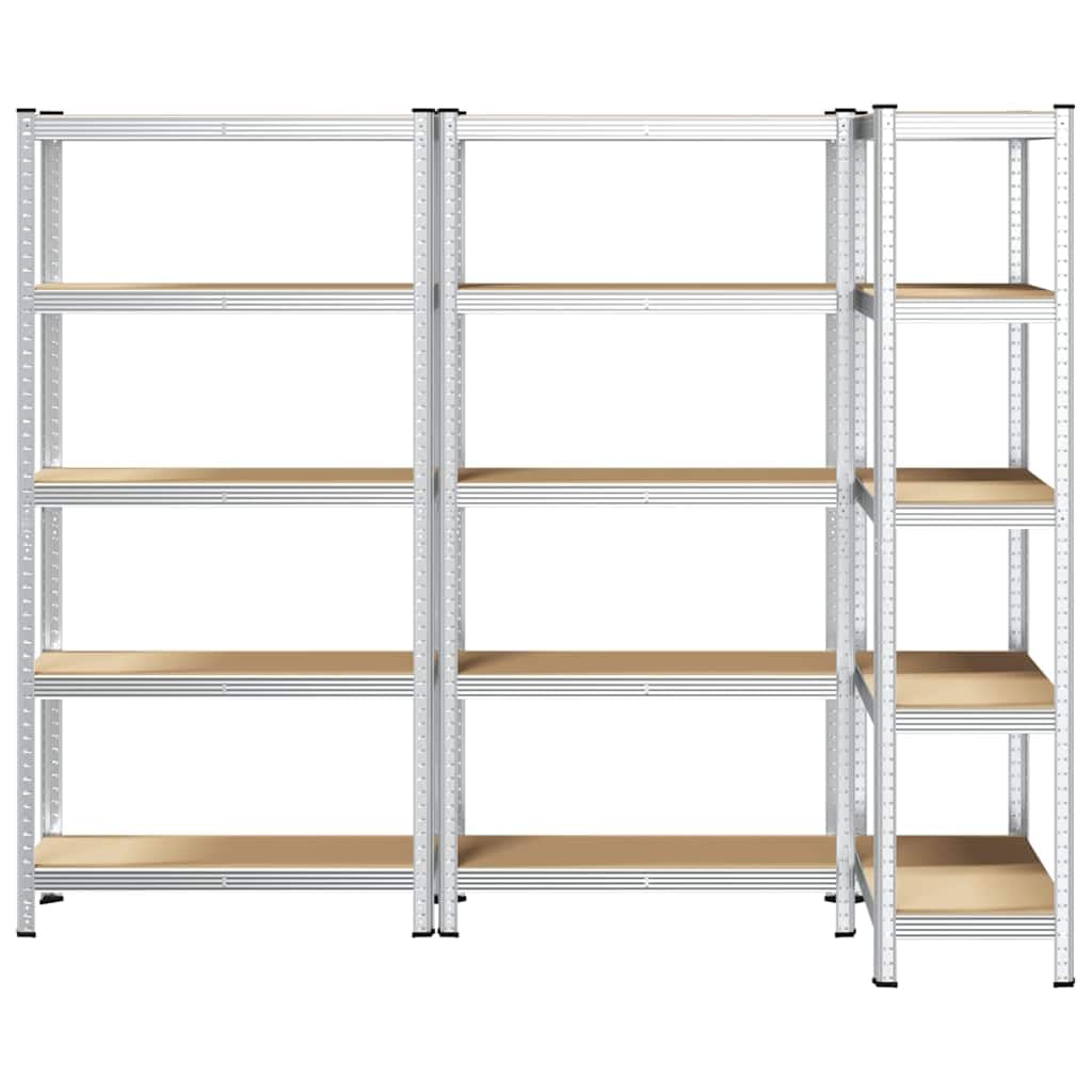 vidaXL Regal-Set 5 Böden 3 Stk Silber Schwerlastregal