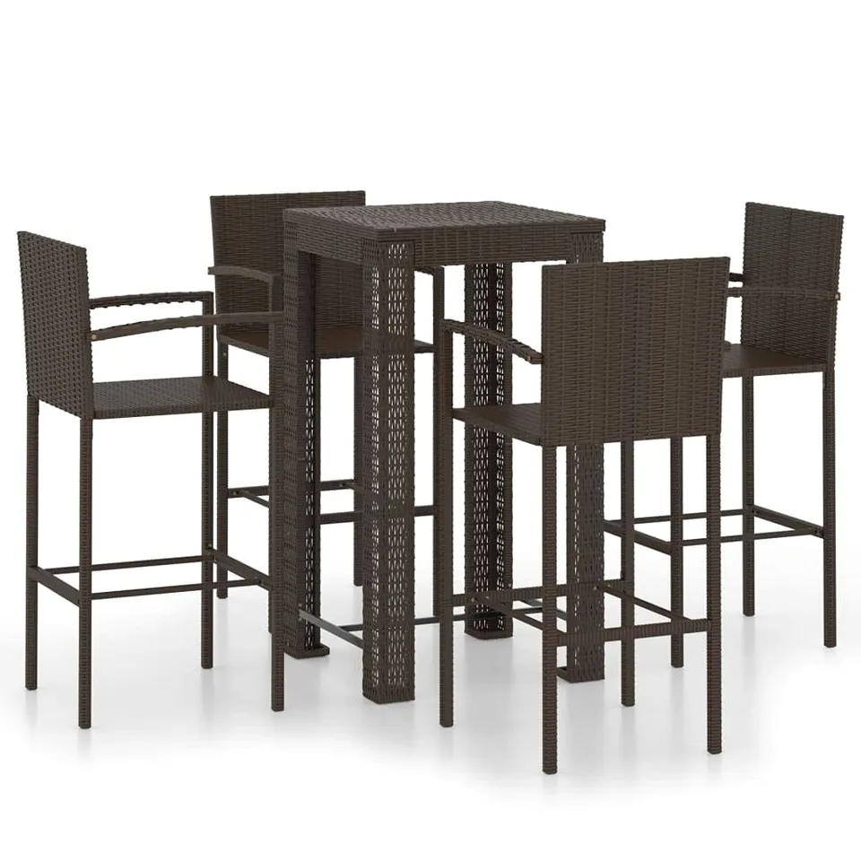 vidaXL Heim & Garten Gartenbar-Set 5-tlg braun Rattan