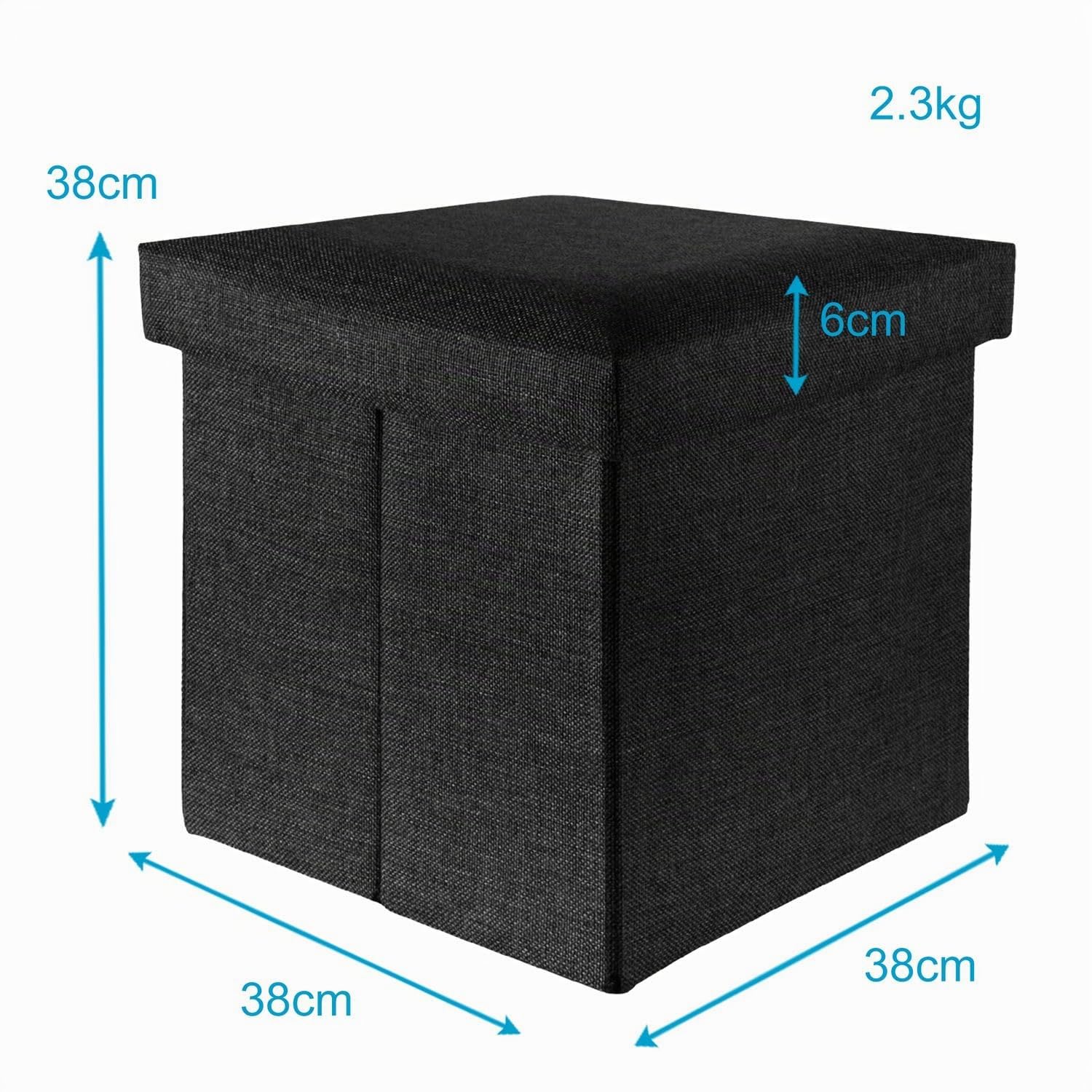 Intirilife Sitzhocker 38x38x38 Diamant Schwarz Sitzwürfel mit Stauraum