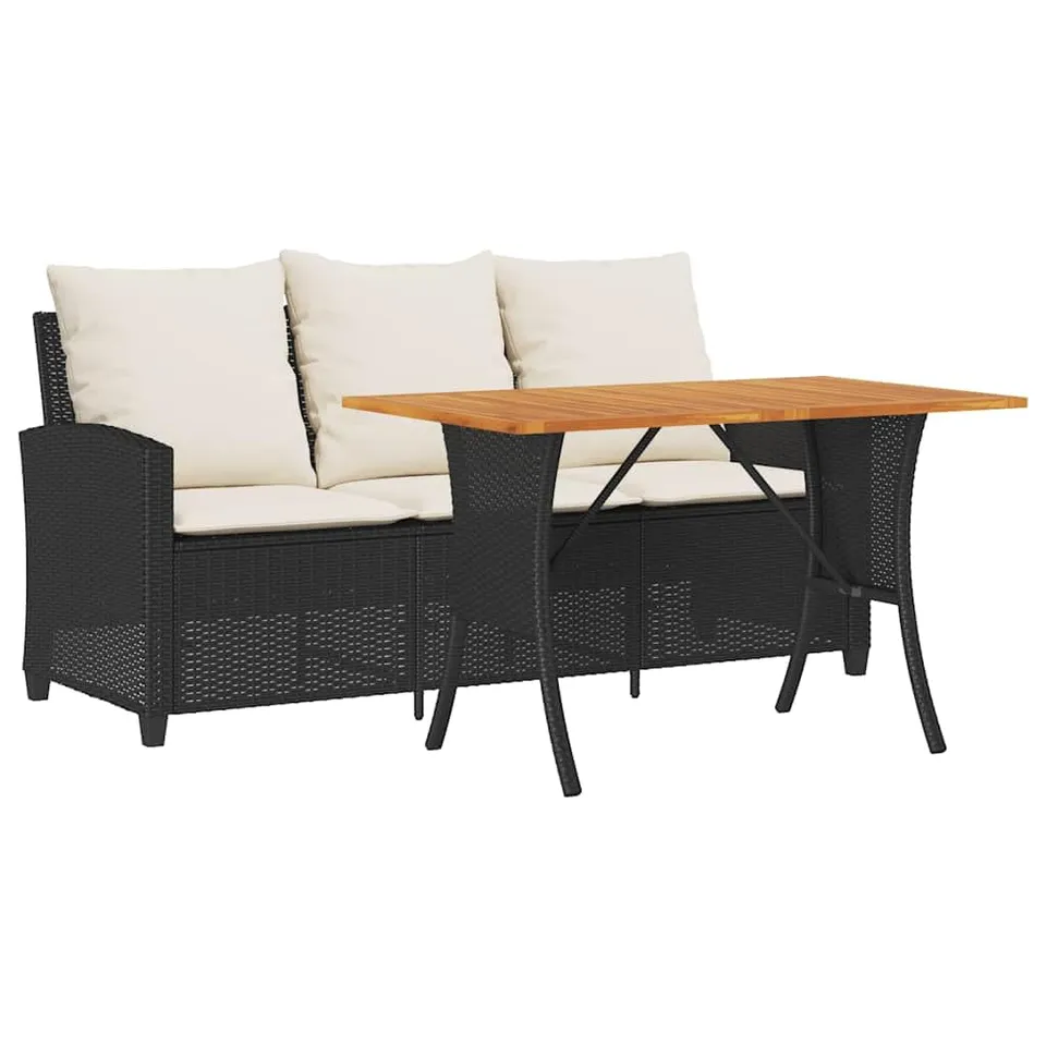 vidaXL Heim & Garten Gartensofa 3-Sitzer Schwarz Poly Rattan
