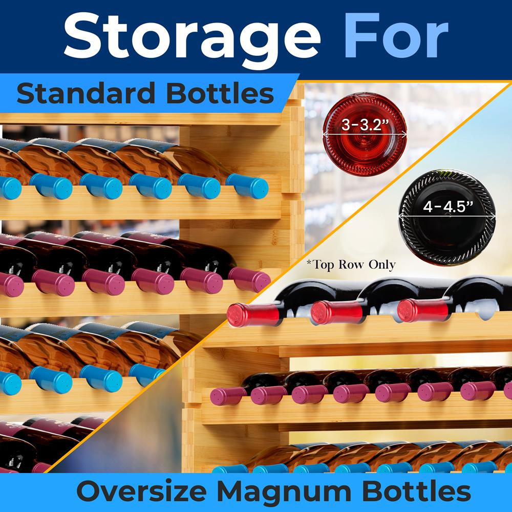 Serenelife Storage Weinregal 12 Ebenen Bambus 108 Flaschen