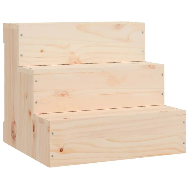 vidaXL Haustiertreppe Massivholz Kiefer Hundetreppe 40x37,5x35 Natur
