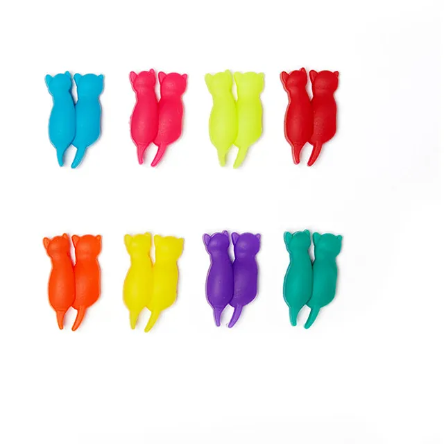 Kikkerland Home Rainbow Cat Glasmarkierer Silikon 8 Farben