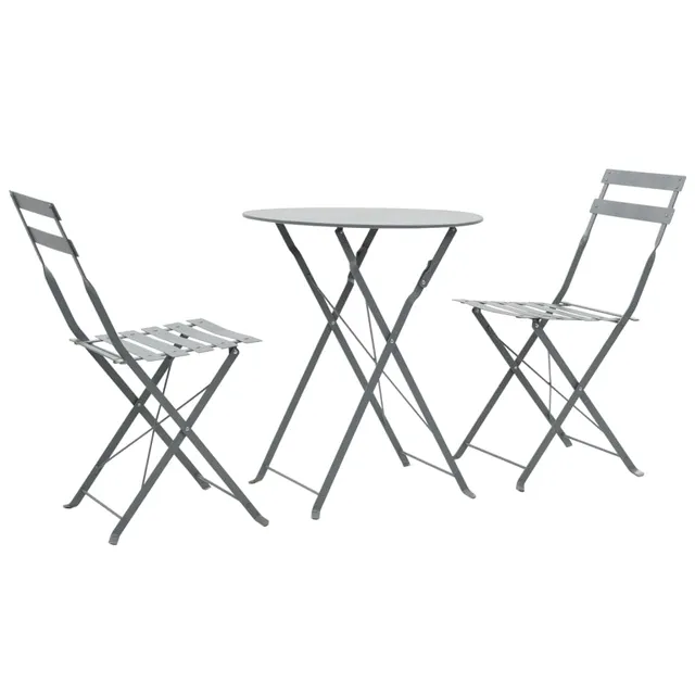 vidaXL Heim & Garten Bistro-Set Stahl Bistroset Grau klappbar