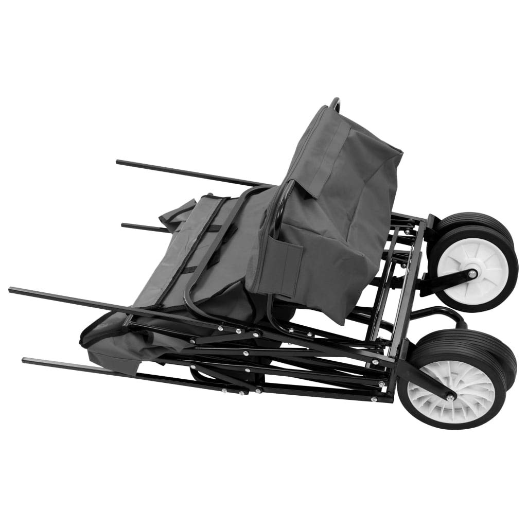 vidaXL Heim & Garten Bollerwagen Klappbar Grau Sonnendach