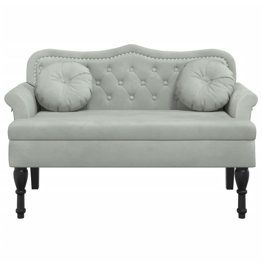 vidaXL Heim & Garten Bank mit Kissen Samt Hellgrau 120,5 cm