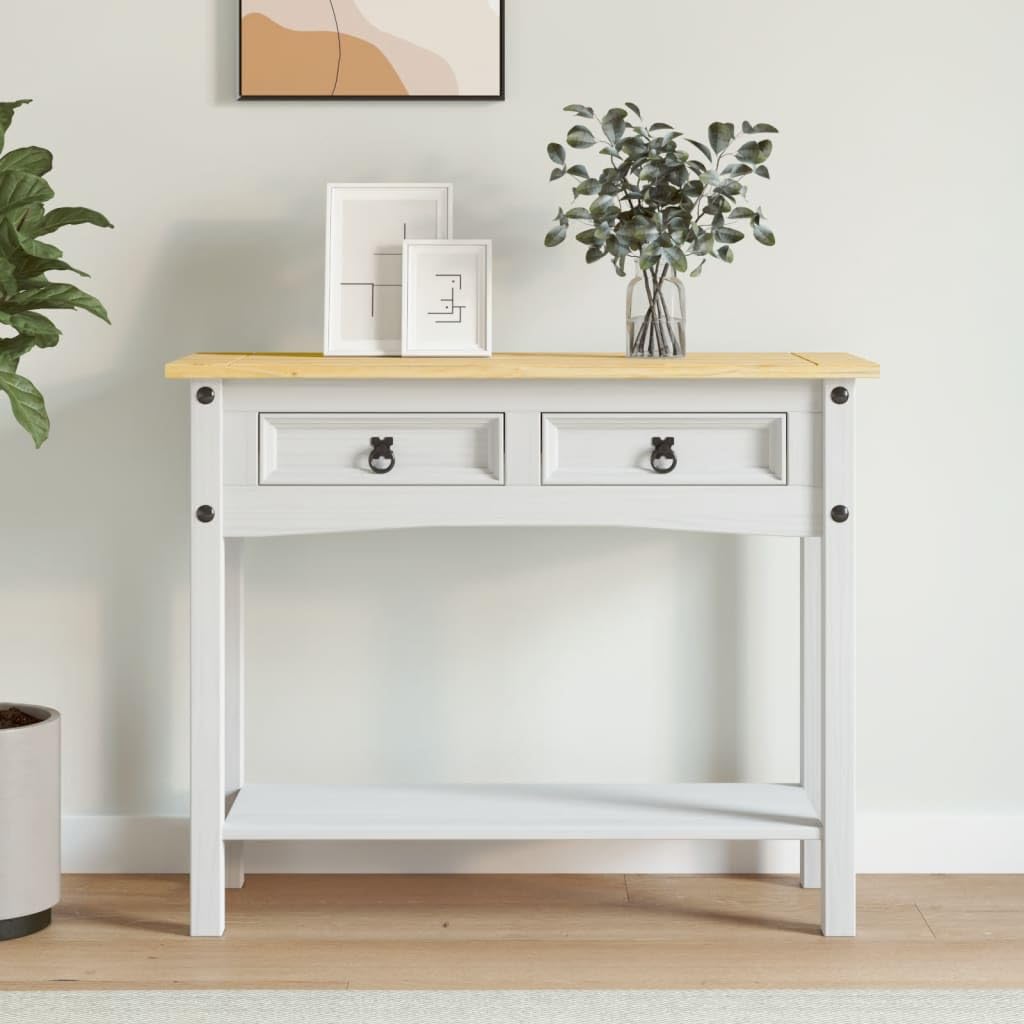 vidaXL Möbel Corona Konsolentisch 90 cm weiß Kiefernholz