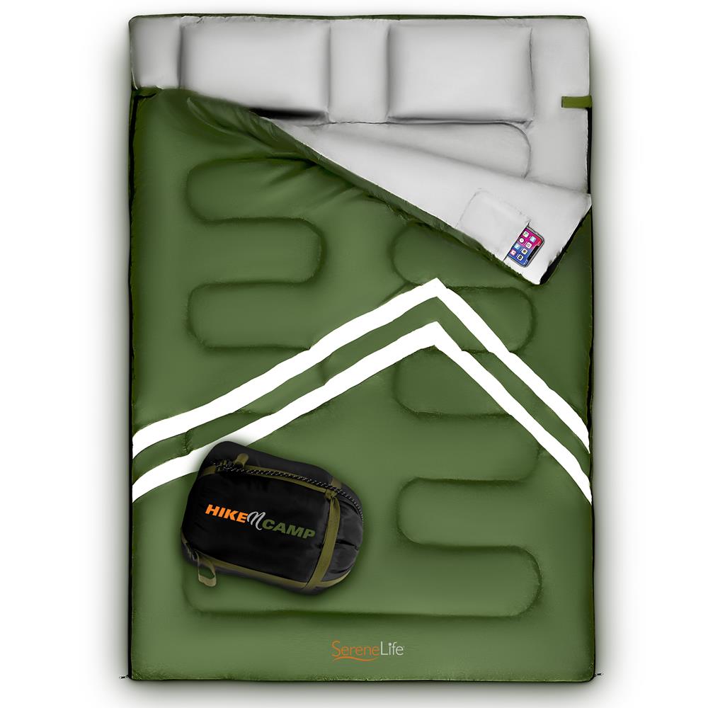 Serenelife Camping Doppelschlafsack 2 Personen mit Kissen