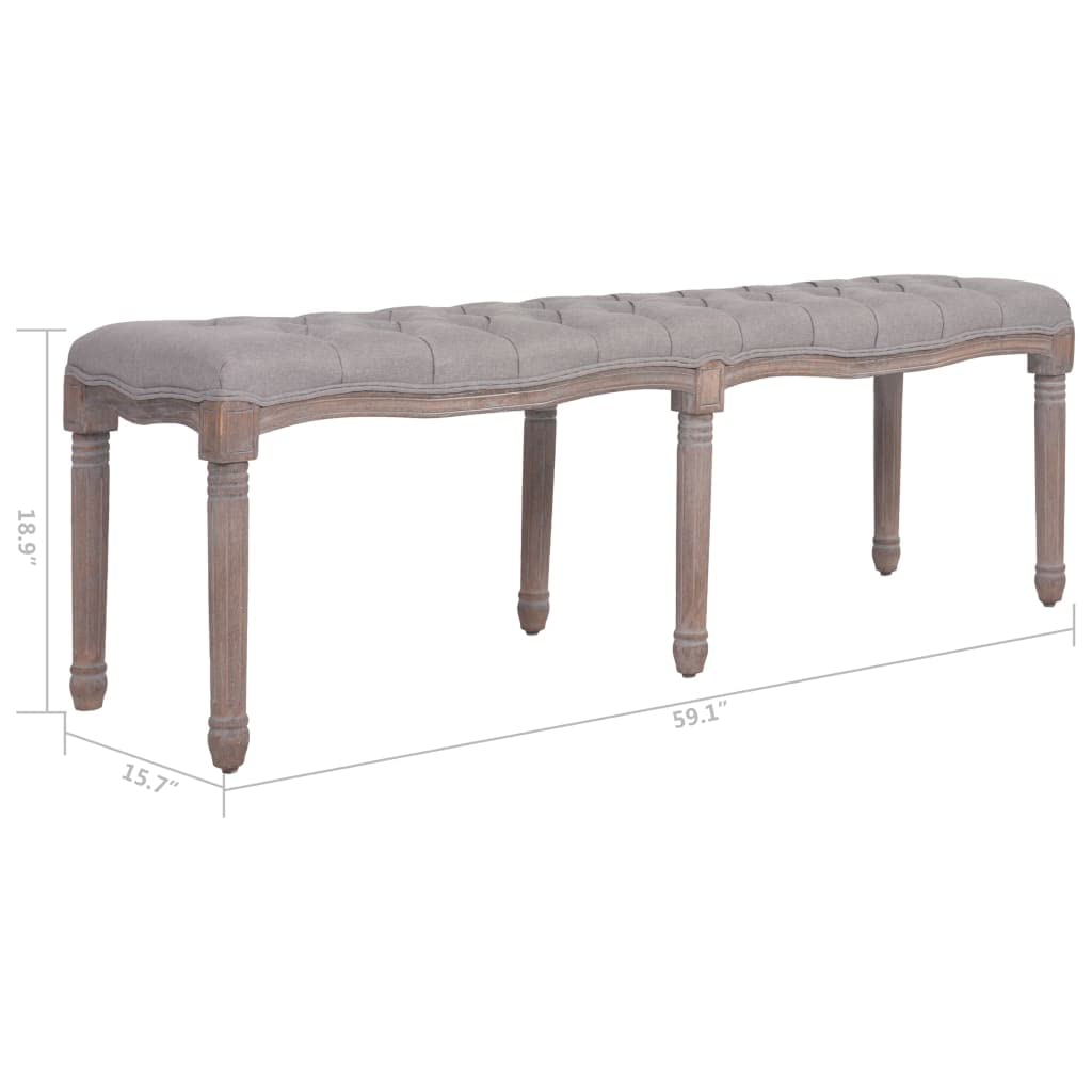 vidaXL Sitzbank Stoff 150x40x48 cm Cremeweiß Massivholz