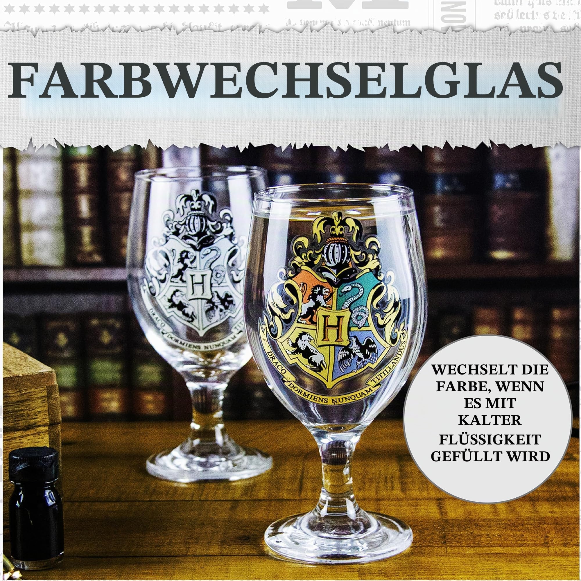 Paladone Drinkware Hogwarts Farbwechselglas Trinkglas 330ml
