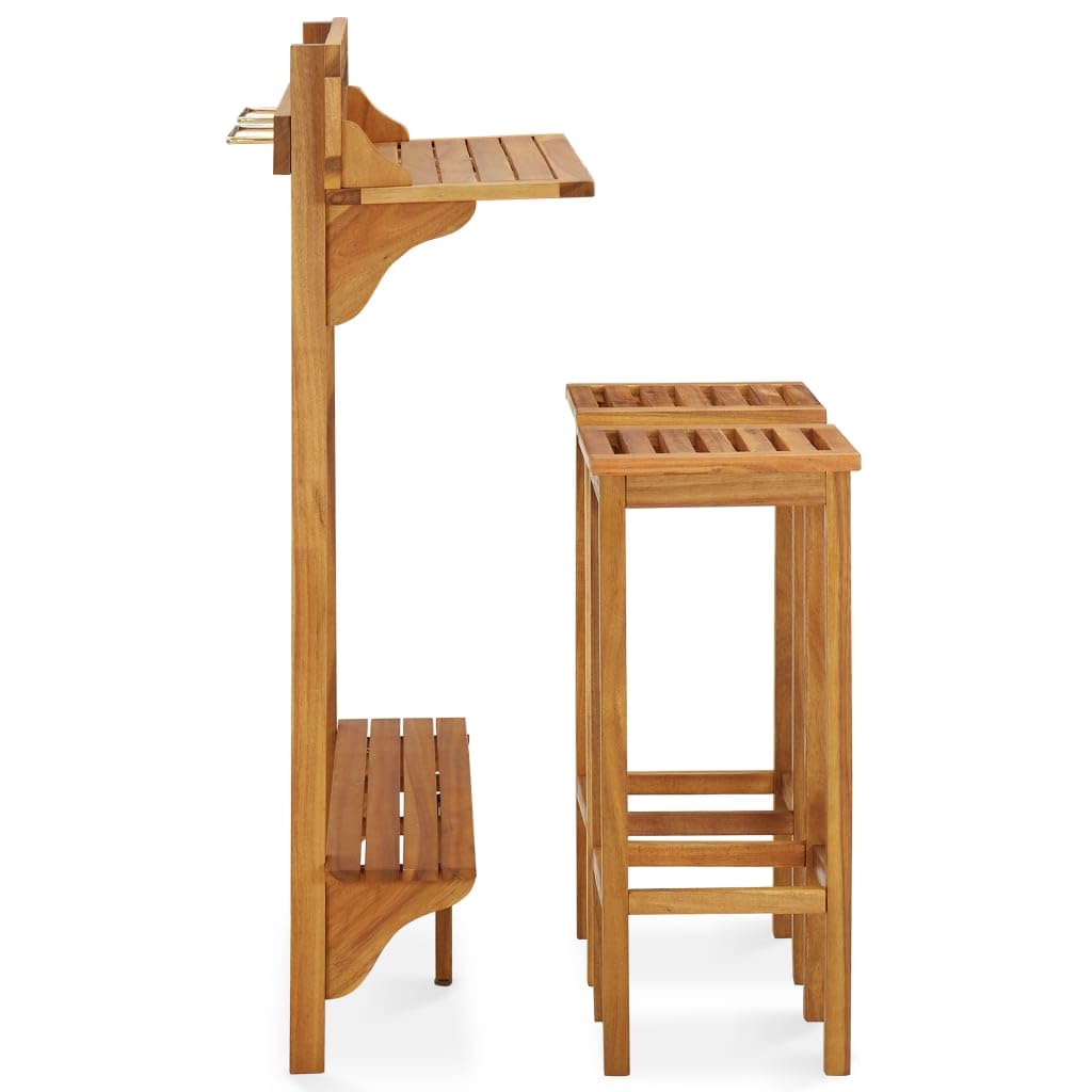 vidaXL Heim & Garten Balkon-Bar-Set 3-tlg. Akazienholz Tisch Stuhl