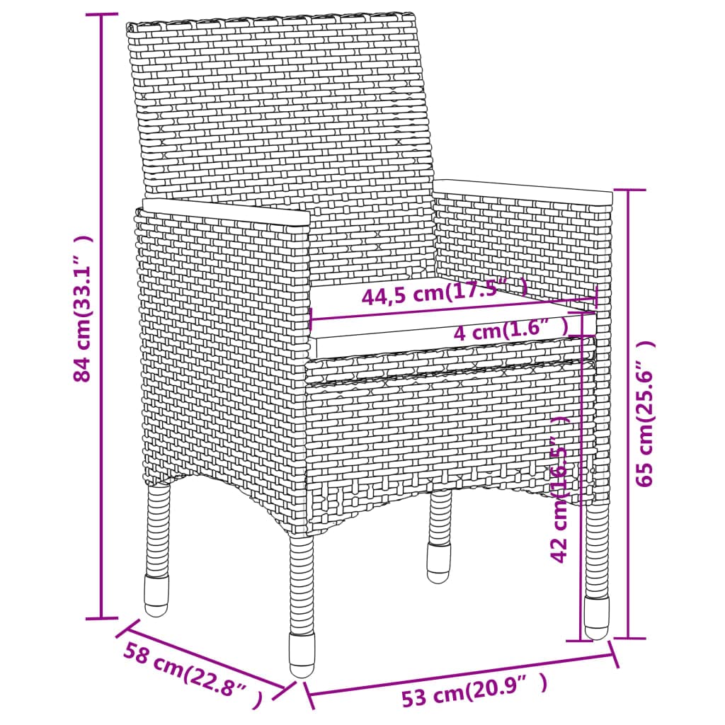 vidaXL Garten-Lounge-Set 5-TLG. Poly Rattan Schwarz