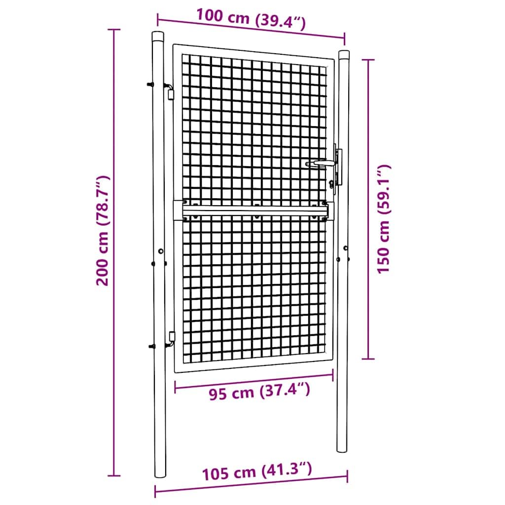 vidaXL Heim & Garten Gartentor 100x150 cm Grau Stahl