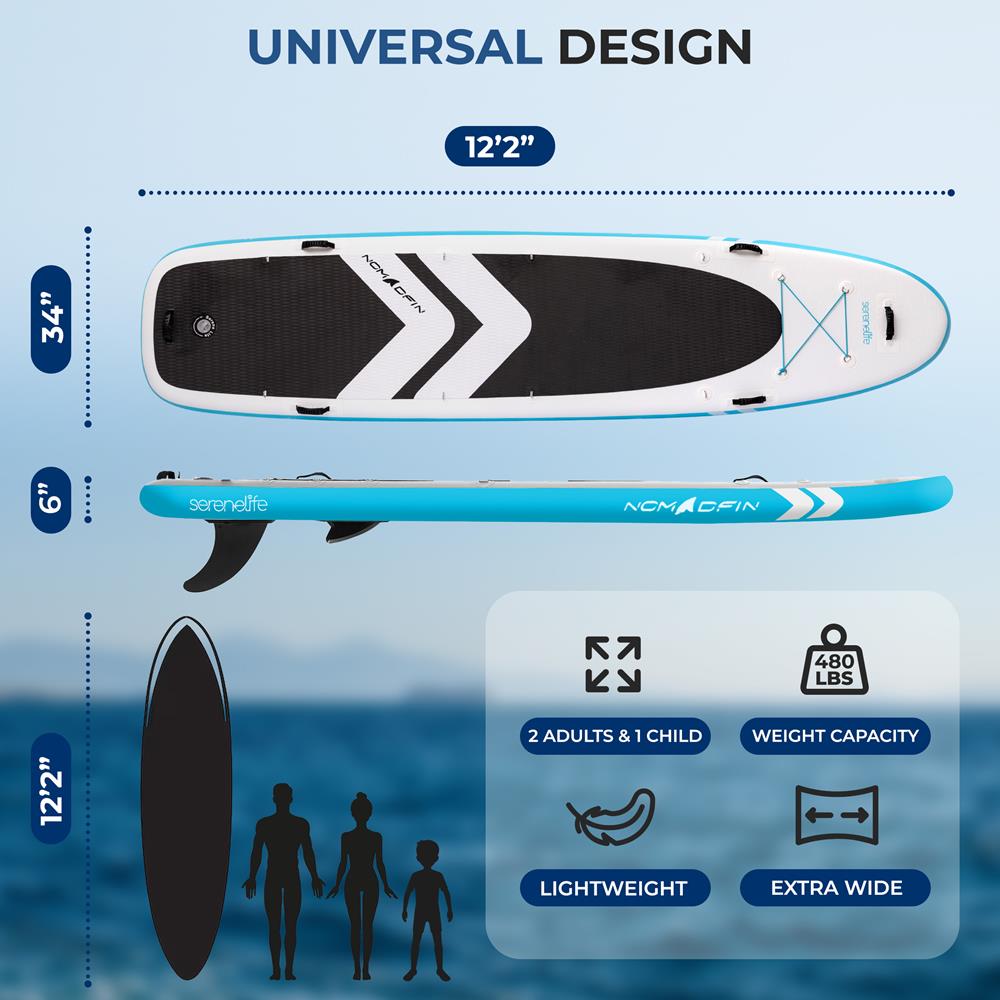 Serenelife SUP Board aufblasbar 12'2" 480 lbs Non-Slip