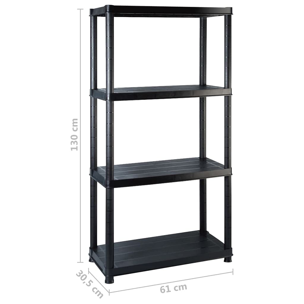 vidaXL Lagerregal Kunststoff 122x30,5x130 cm schwarz 4 Böden