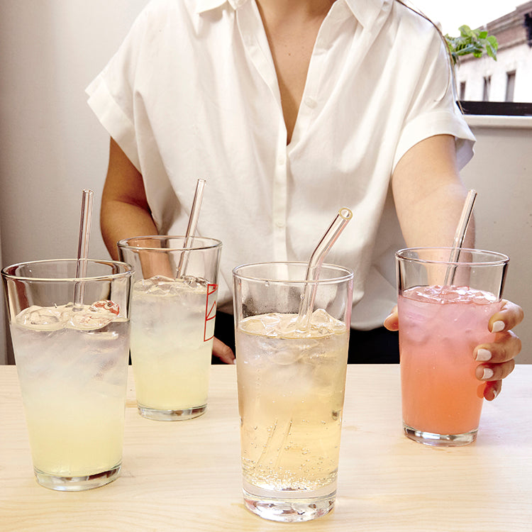 Kikkerland Glasstrohhalme wiederverwendbar 6er Set