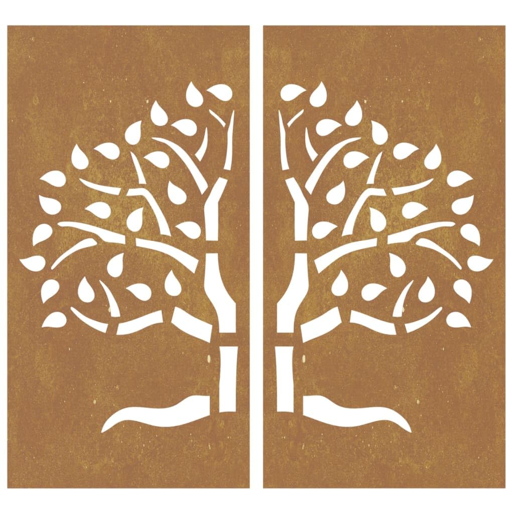 vidaXL Garten Wanddeko 2-tlg Cortenstahl Baum 105x155 cm