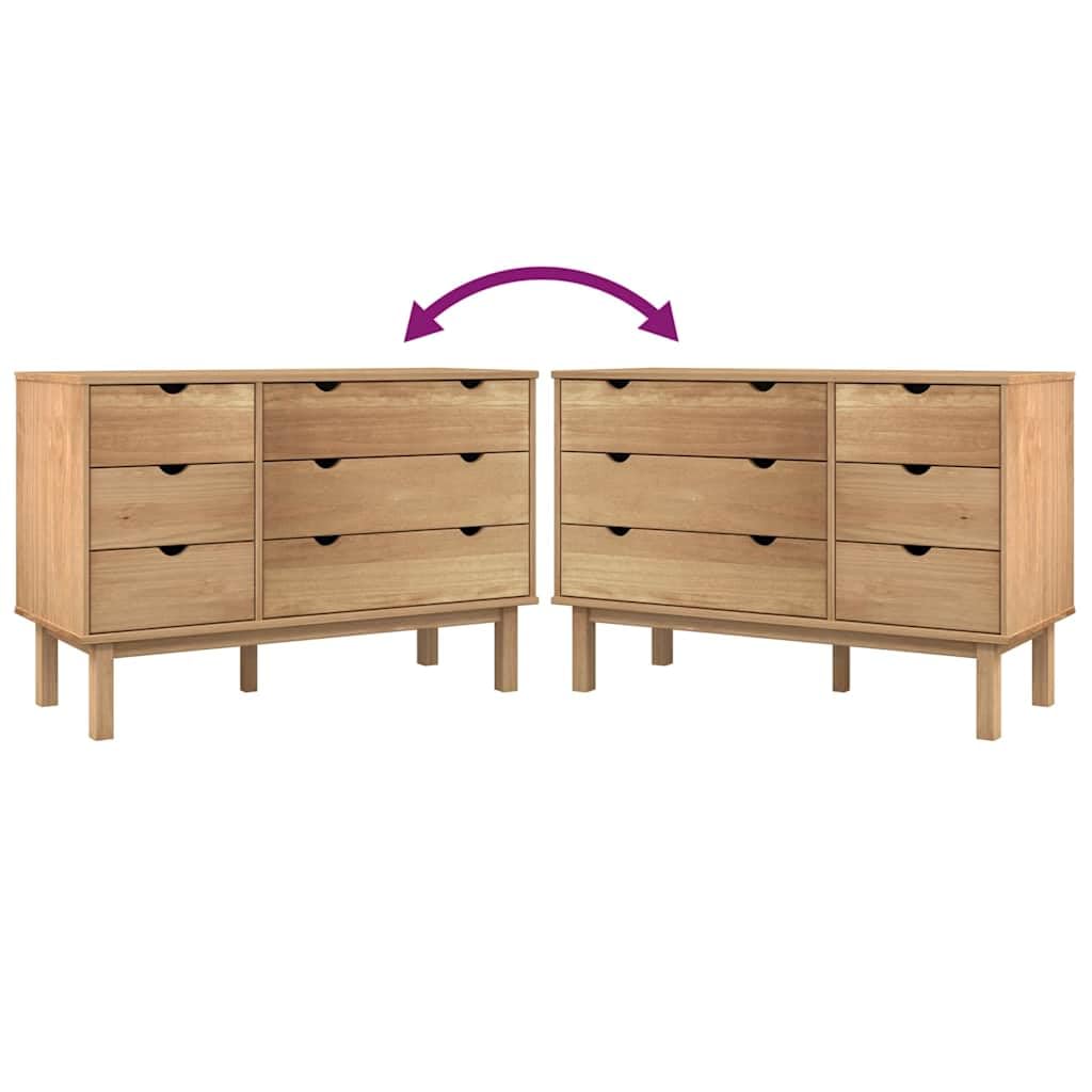 vidaXL Möbel OTTA Schubladenkommode Massivholz braun 111cm