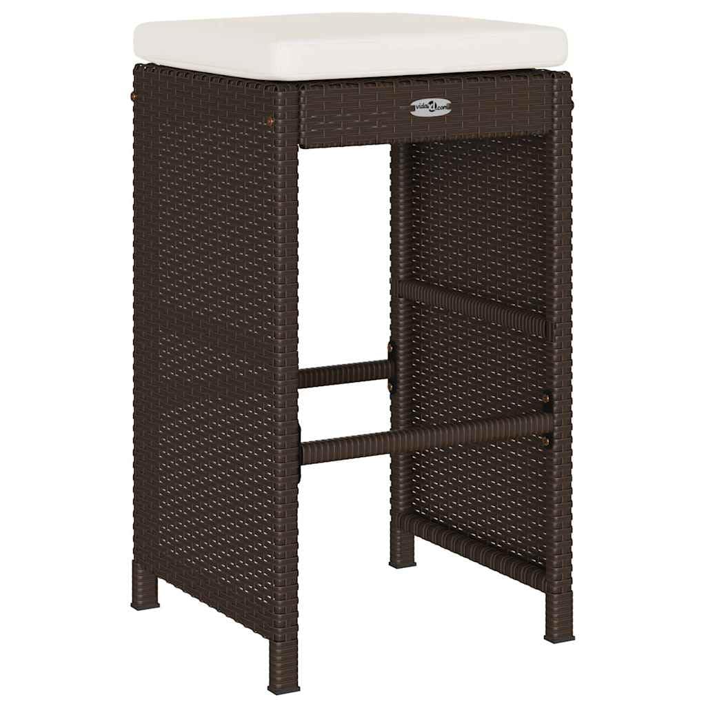 vidaXL Heim & Garten Barhocker Braun Rattanstuhl 2 Stk. mit Kissen