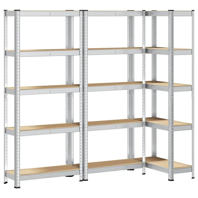 vidaXL Lagerregal 5 Böden Schwerlastregal Silber 3er-Set