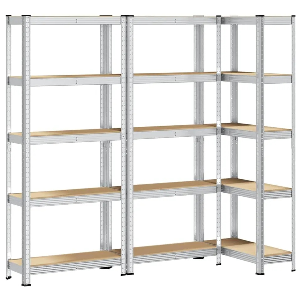 vidaXL Lagerregal 5 Böden Schwerlastregal Silber 3er-Set