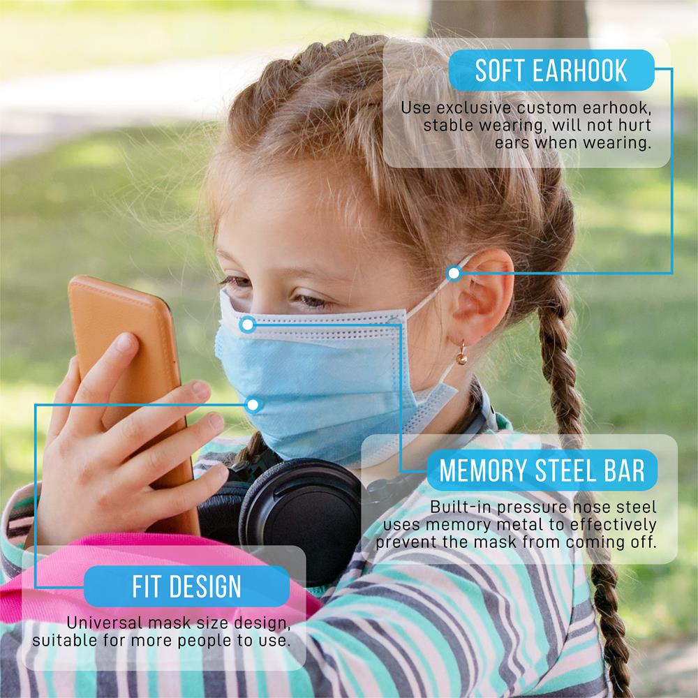 Serenelife Health Gesichtsmasken Kinder 100 Stück 3-lagig