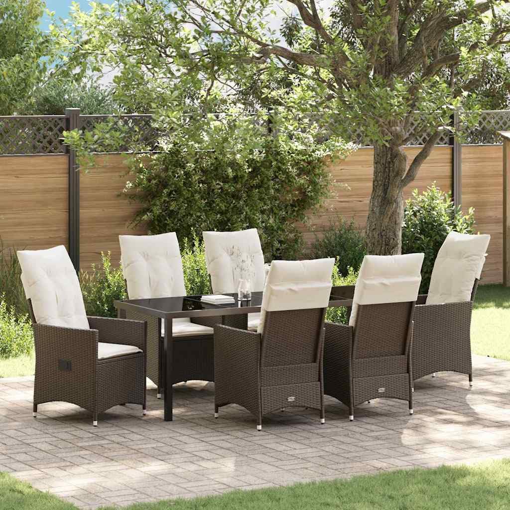 vidaXL Garten Essgruppe 7-tlg Poly-Rattan Braun UV-beständig