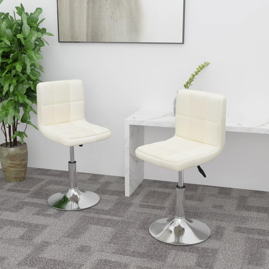 vidaXL Esszimmerstühle 2x drehbar höhenverstellbar Creme Stoff