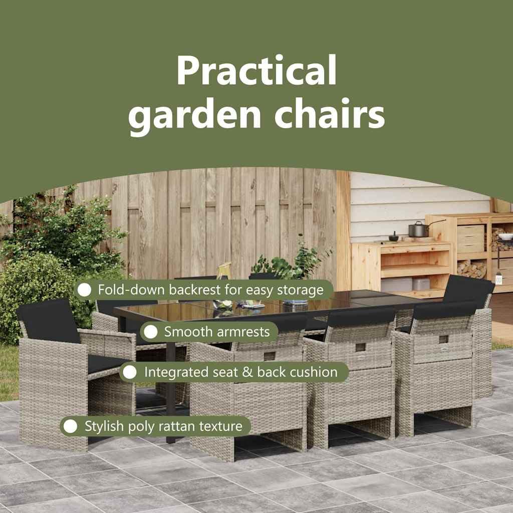 vidaXL Heim & Garten Essgruppe 9-tlg Hellgrau Rattan 200cm