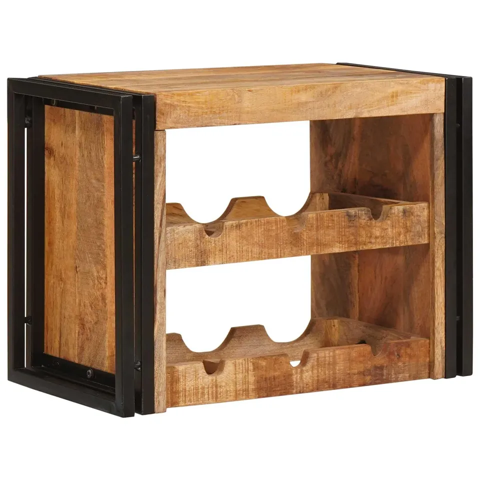 vidaXL Möbel Weinregal 60 cm Braun Raues Mangoholz