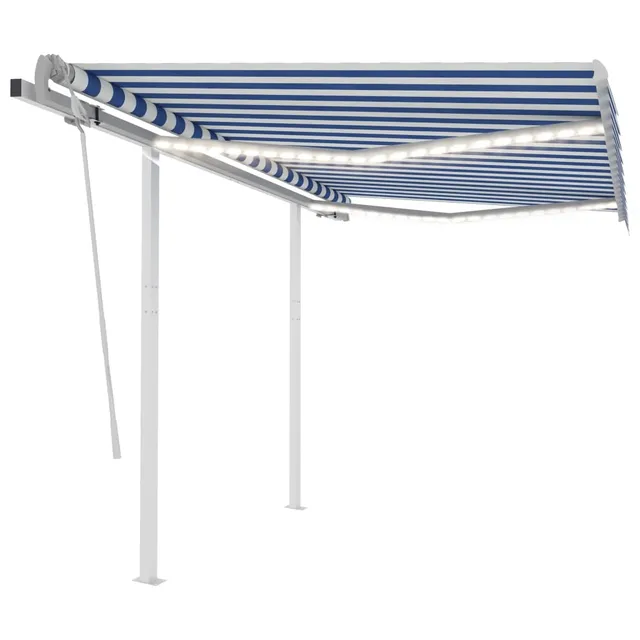 vidaXL Gelenkarmmarkise 3x2,5m LED Blau-Weiß