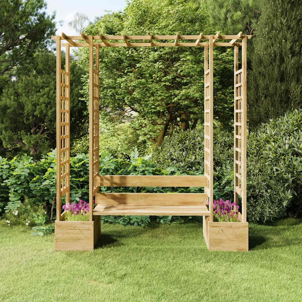 vidaXL Heim & Garten Pergola Kiefer Bank Pflanzkasten